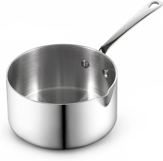 Cooks Standard Stainless Steel Butter Warmer 0.68 QT, Multi-Ply Clad Small Sauce Pan, 640ml Mini Butter Chocolate Milk Melting Pot with Pour Spout Cooking Pot ideal for Chefs, Baristas