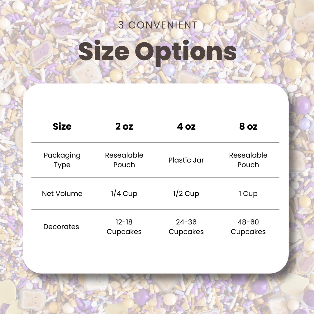 Sprinkle Pop PB&J Sprinkle Mix| lavender Purple Gold Cream Chocolate Sprinkles with ~20 Peanut Butter & Grape Jelly Slice Wafer Papers| Sprinkles Made in USA for Decorating Cake Cupcakes Cookies, 4oz