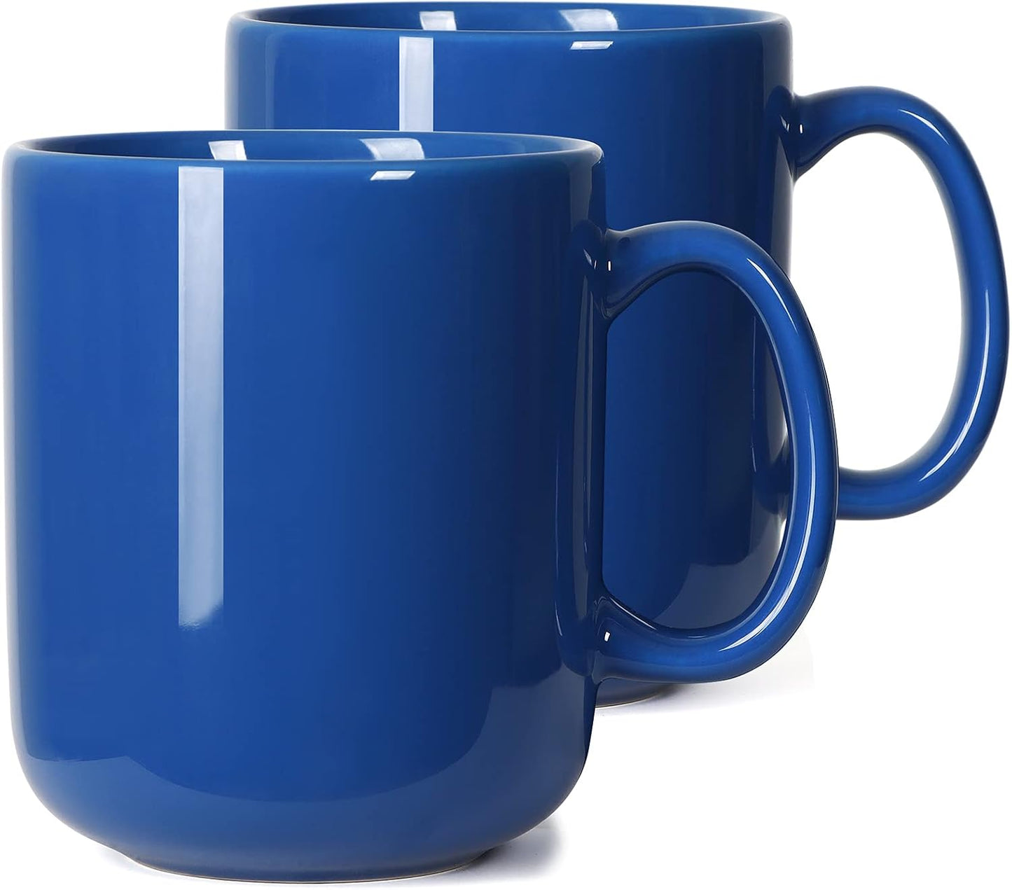 Smilatte 20 OZ Large Coffee Mug, M016 Plain Ceramic Boss Big Tea Cup with Handle for Dad Men, Set of 2, Blue