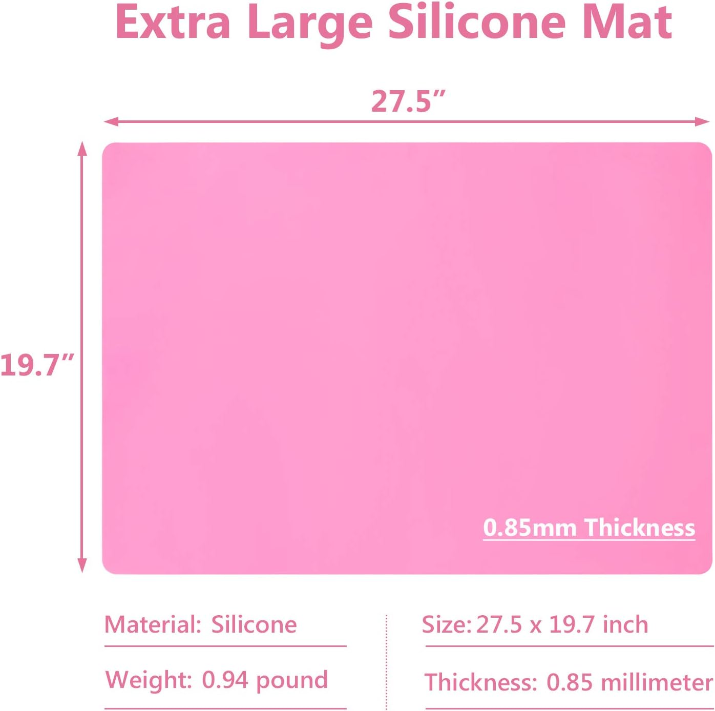 Gartful Extra Large Silicone Mats for Countertop, 28" by 20" Multipurpose Mat, Counter Table Protector, Desk Saver Pad, Placemat Nonstick Nonskid Heat-Resistant Pad, Pink, 2PCS
