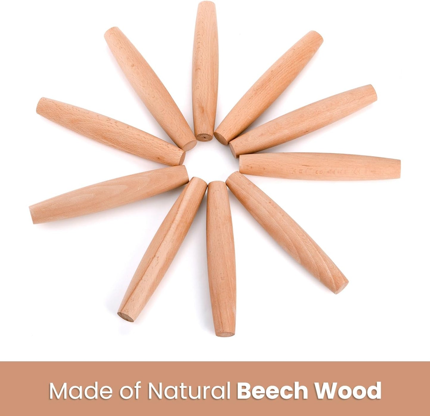 Elsjoy 12 Pack 8 Inch Small Wood Rolling Pins, Non-Stick Wooden Dough Roller Pin for Baking Pie, Cookie, Pasta, Dumpling