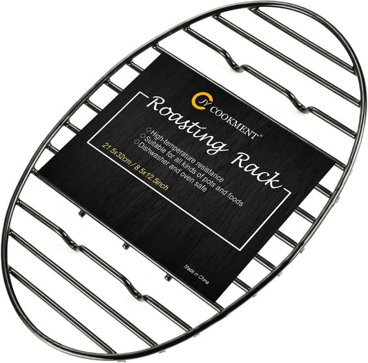 JY COOKMENT Roasting Rack with Integrated Feet, Cooling Drying Rack With Enameled Coating, PTFE Free, Great for Cooking, Roasting, Drying, Grilling, Dishwasher Safe (12.5"x8.5")