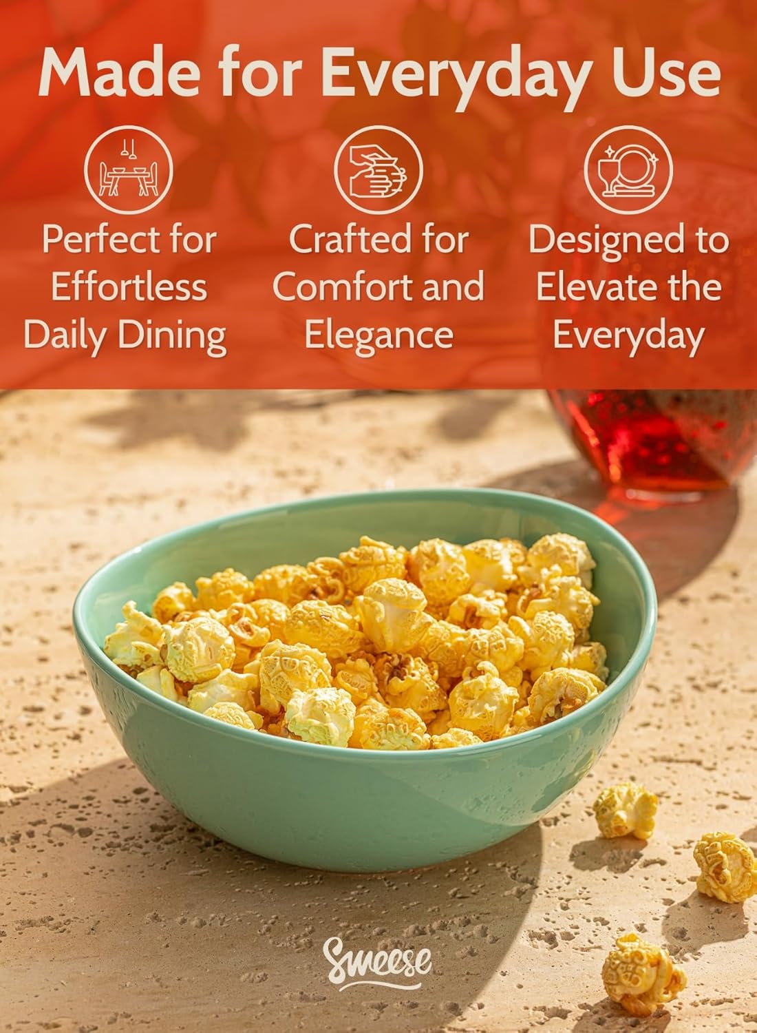 Sweese 6 Inch Porcelain 18 oz Bowls Set of 6, for Soup | Cereal | Fruits | Rice - Microwave, Dishwasher, and Oven Safe - Cool Assorted Color