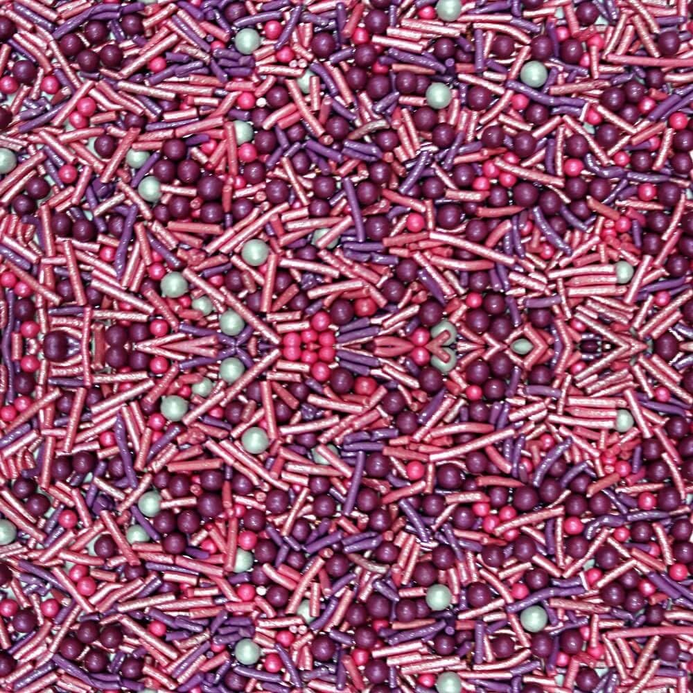 Confect Cake Decorating Sprinkles Mix – Pink & Purple Jimmies with Pearl Sugar Balls – Edible Cupcake & Cookie Topping for Baking, Party & Holiday Treats | Vegan, Gluten-Free, Soy-Free, Dairy-Free, Palm Oil-Free- 4.2 Oz