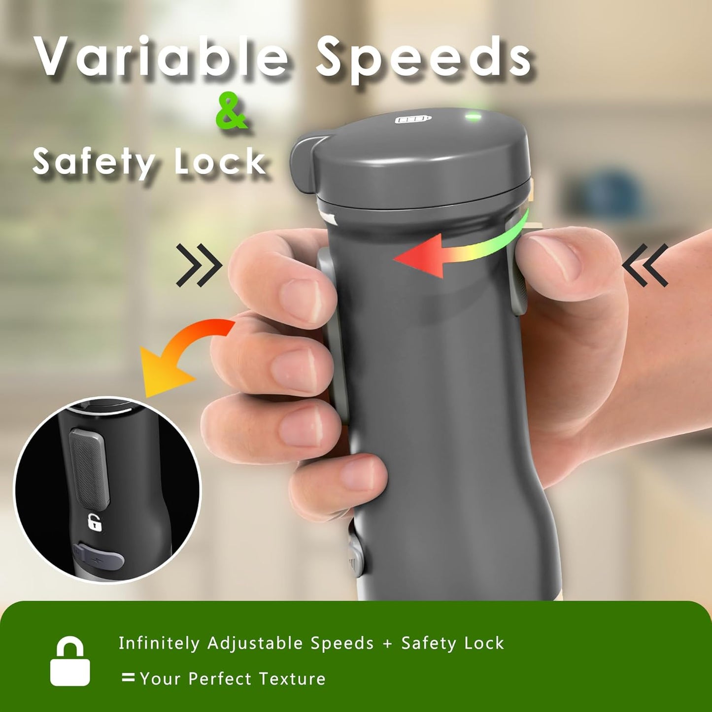 Cordless Immersion Hand Blender, 5-in-1 Variable Speed blender handheld,Rechargeable with 2000mAh Battery, BPA-Free & Dishwasher-Safe Accessories:700ml Beaker,Chopper,Whisk & Milk Frother,Grey