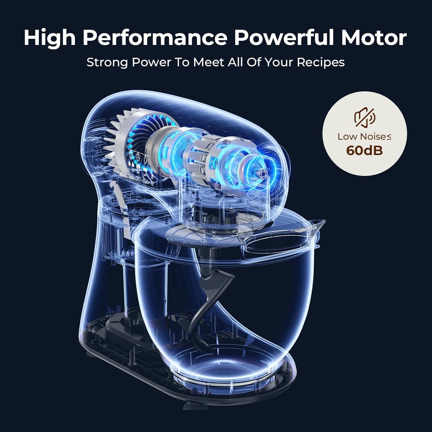 Stand Mixer With 12 Speed,5.3 Quart Electric Mixer With Tilt Head, Kitchen Mixer for Daily Use with Egg Whisk,Dough Hook,Flat Beater,BLACK