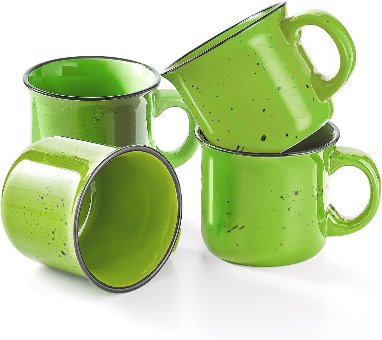 bestone Coffee Mugs Set of 4，16 oz Large Coffee Mugs, Ceramic Mugs with Handles,Salad,Noodles etc Coffee Mugs, Cups for Coffee Cereal Latte ，Microwave & Dishwasher safe，Green