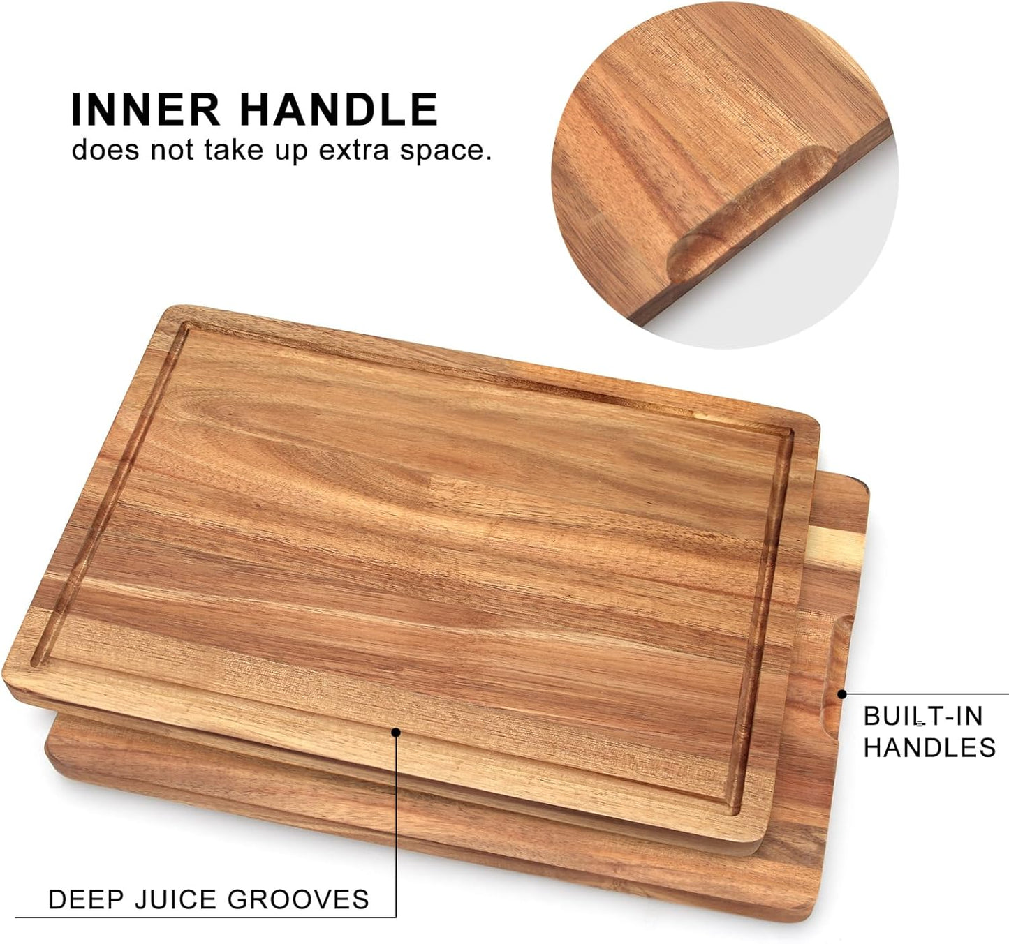 Solid Wooden Cutting Board Set of 3 Acacia Wood Charcuterie Board Set Meat Hardwood Chopping Board Butcher Blocks Non Toxic Maple Large Cutting Boards for Kitchen Decor Bread Serving Cheese Board