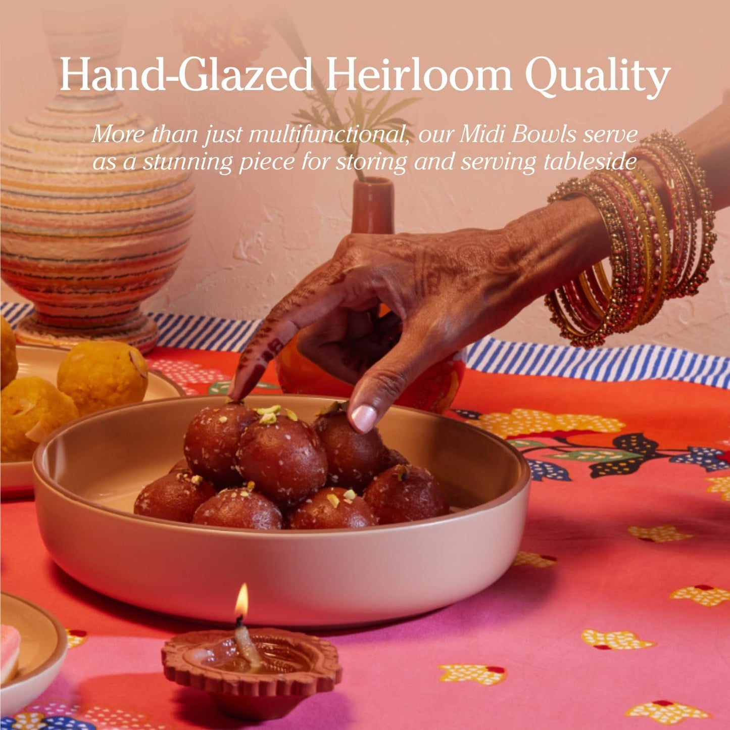 Our Place Dinner Bowls - Set of Four 8.5" Handcrafted Ceramic Pasta Bowls | Deep Plate Bowl Hybrid for Salads, Rice & More | Chip-Resistant, Restaurant-Grade, Stackable, Modular Design | Spice