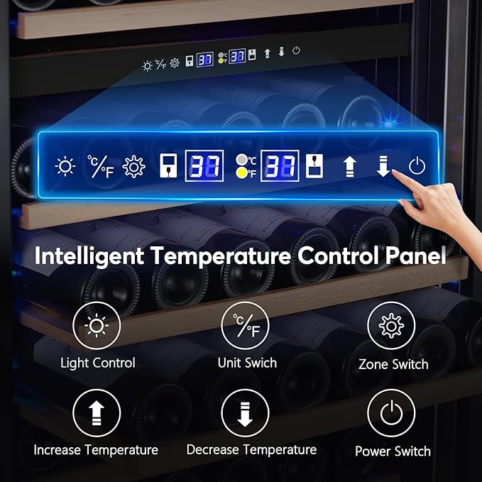 Wine Fridge Freestanding Dual Temperature Zone, Wine Cooler Refrigerator for 154 Bottles, 24 Inch Wide Large Wine Cooler with Professional Temperature Control System, Quiet Operation