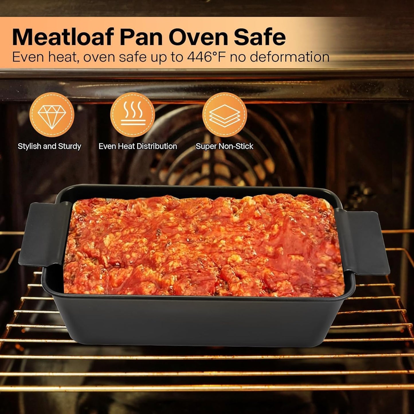 Meatloaf Pan with Drain Tray 2 Pack, Non Stick Meat Loaf Pan with Drip Tray, 9.8x5.7 Inch Loaf Pan with Insert Easy Removal Perforated, Bakeware Pan for Oven Baking Bread and Roasting Meat