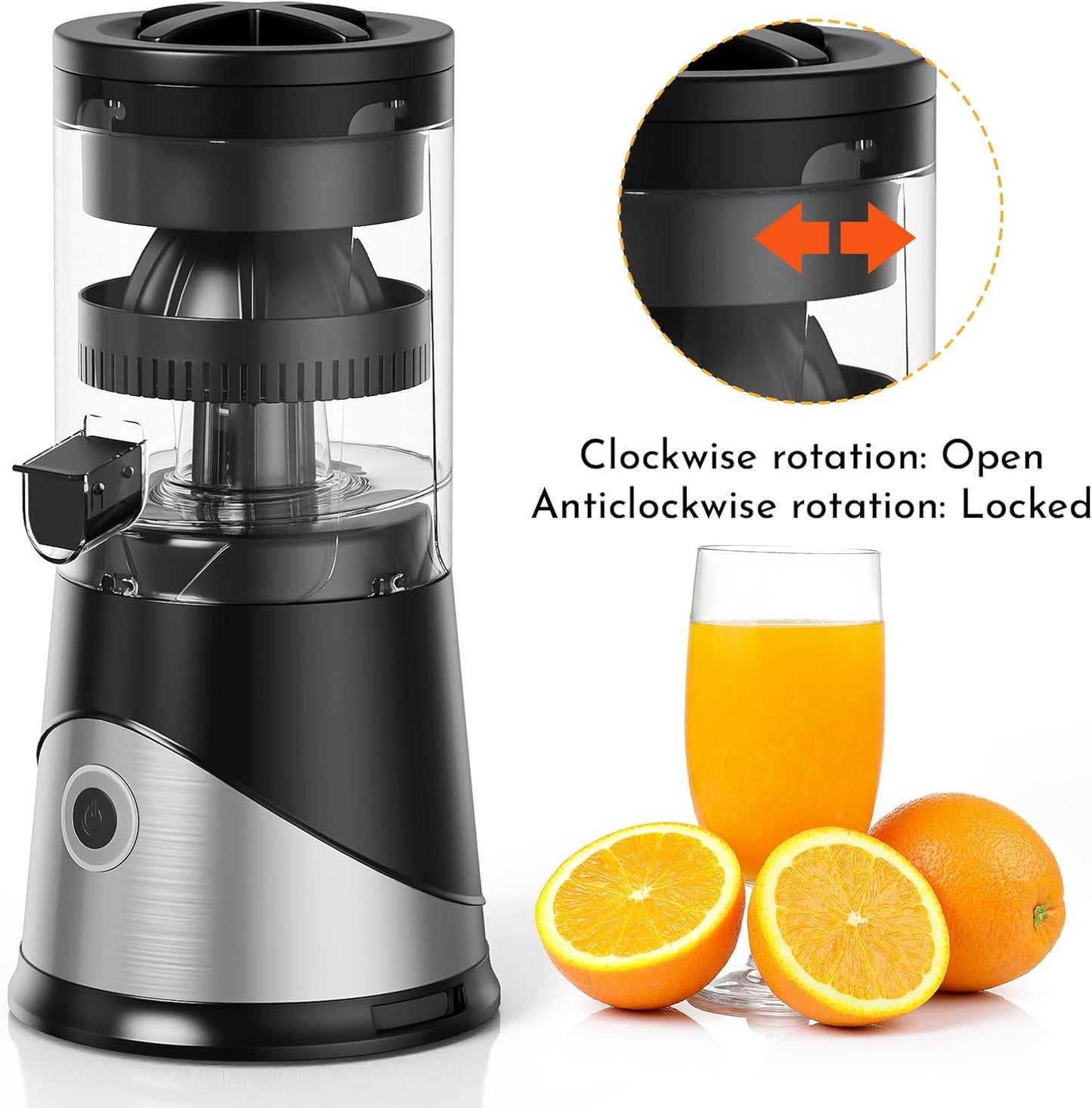 Electric Citrus Juicer, Hands-Free One-Touch Orange Juice Squeezer, Rechargeable Juicer Machines with Ultra-Powerful Motor for Effortless Juicing, Countertop Small Kitchen Appliance for Orange, Lemon
