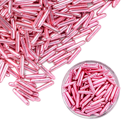 Rose Gold Rods Sprinkles, Edible Pearl Sprinkles for Cupcake Decorating, Donut, Cake Decorations, Wedding Party Valentines Easter Supplies, 120g/4.23oz