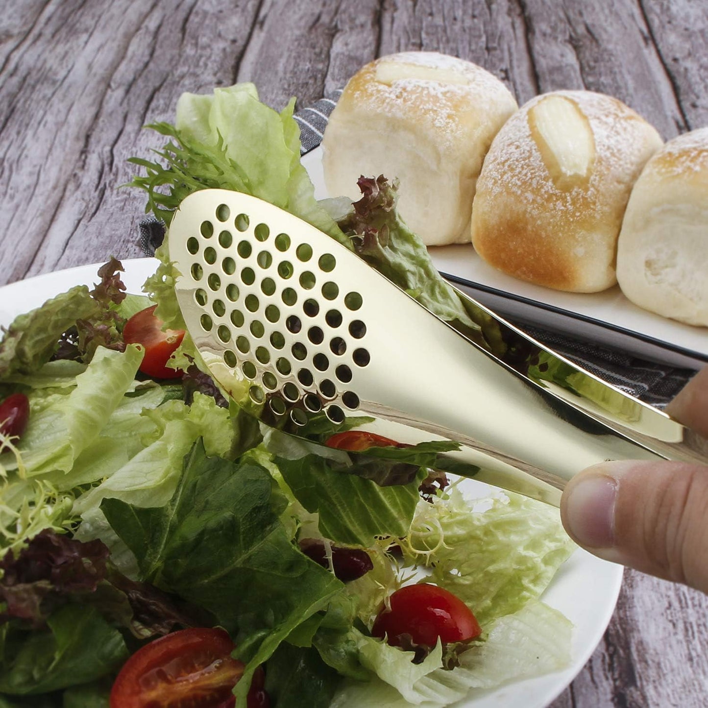 MSY BIGSUNNY 2 Pack Buffet Tongs, Gold-plated Stainless Steel Food Tongs Serving Tong