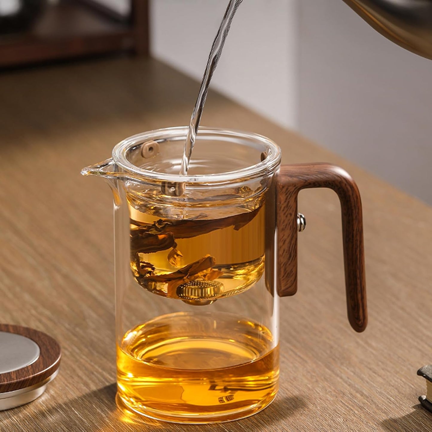 Enchanti Tea Pot - 600ml/20.3oz Witchcraft Magic Glass Teapot, Magnetic Water Separation Design, Borosilicate Infuser Pot with Strainer for Loose Leaf & Herbal Teas, Ideal for Tea Maker