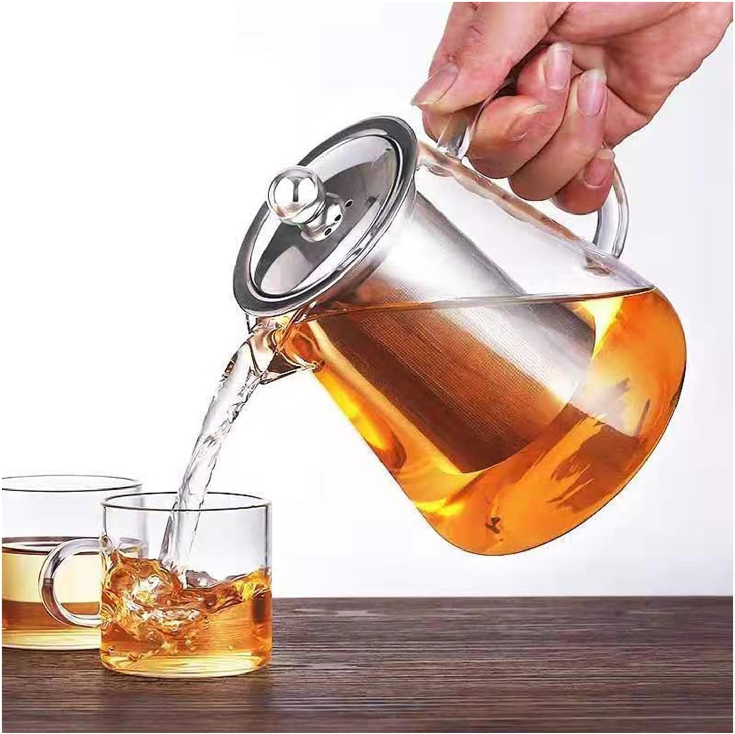 750ml (25oz) Upgraded Glass Teapot with Infuser,Heat Resistant with Removable Infuser, Borosilicate Clear Glass Tea Pots for Loose Leaf Tea and Blooming Tea Cook teapot