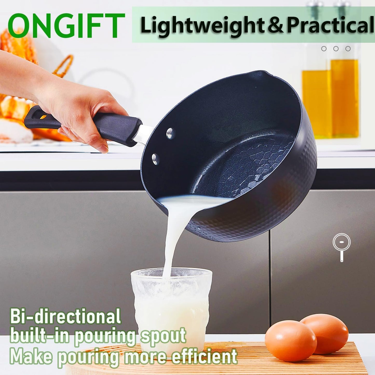 Nonstick Small Sauce Pan with Lid, 1.25 Quart and 1.75 Quart Sauce pan with Pour Spouts, Multipurpose Handy Little Saucepan with Stay Cool Handle, Small Pots for Cooking, Soups, Noodles, Milk