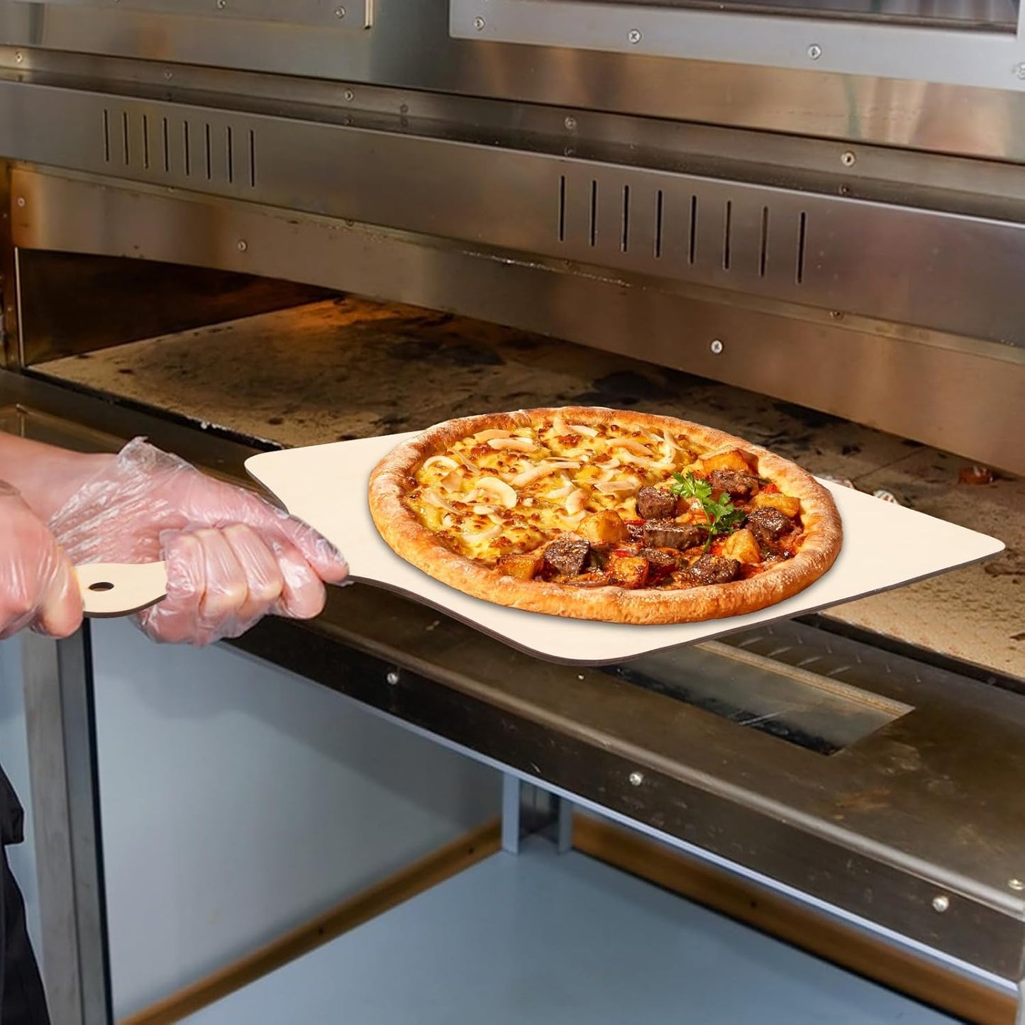 Acrux7 5 PCS Wood Pizza Peel 12 Inch Wooden Pizza Paddle with Handle, Wood Spatula Paddle for Restaurant Baking Kitchen Bread Fruit Vegetables Cheese Cutting Board Serving Board