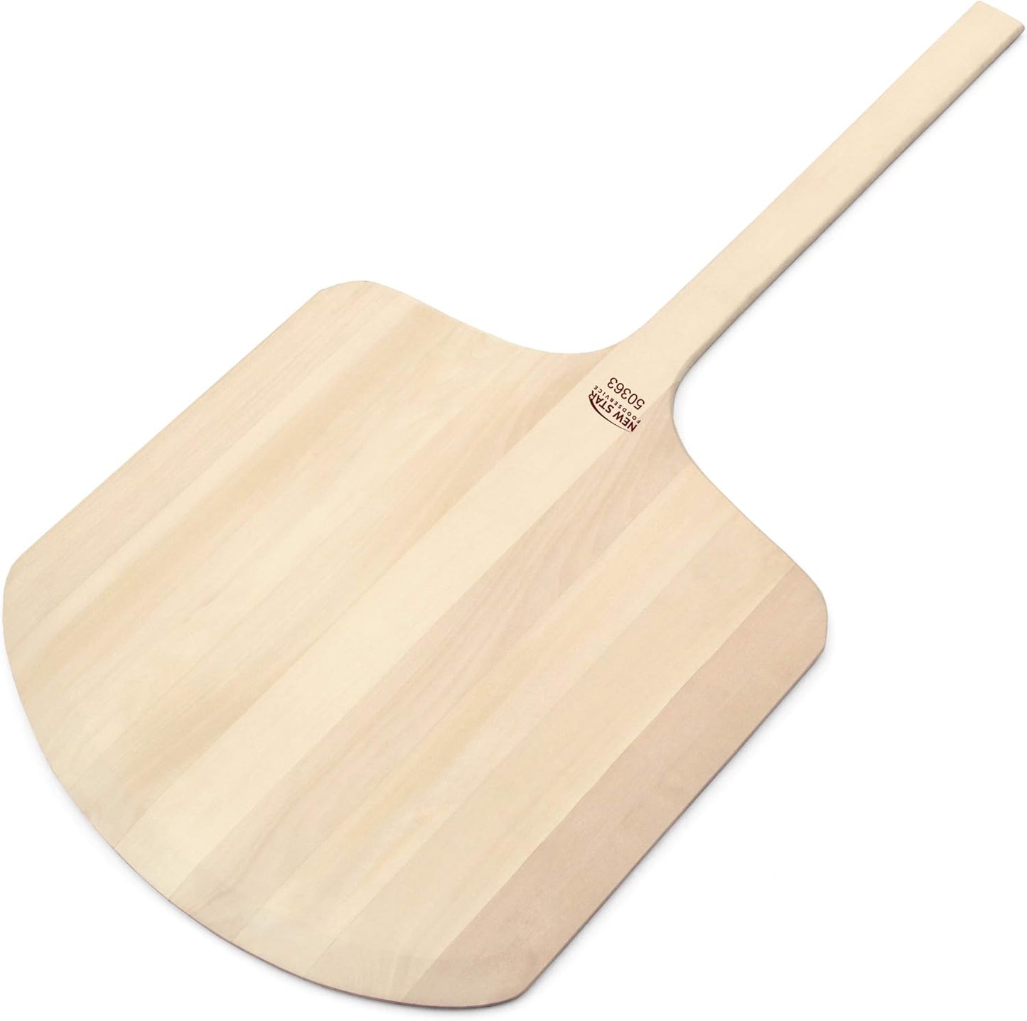 New Star Foodservice 536181 Restaurant-Grade Wooden Pizza Peel, 19" L x 18" W Plate, with 17" L Wooden Handle, 36" Overall Length…