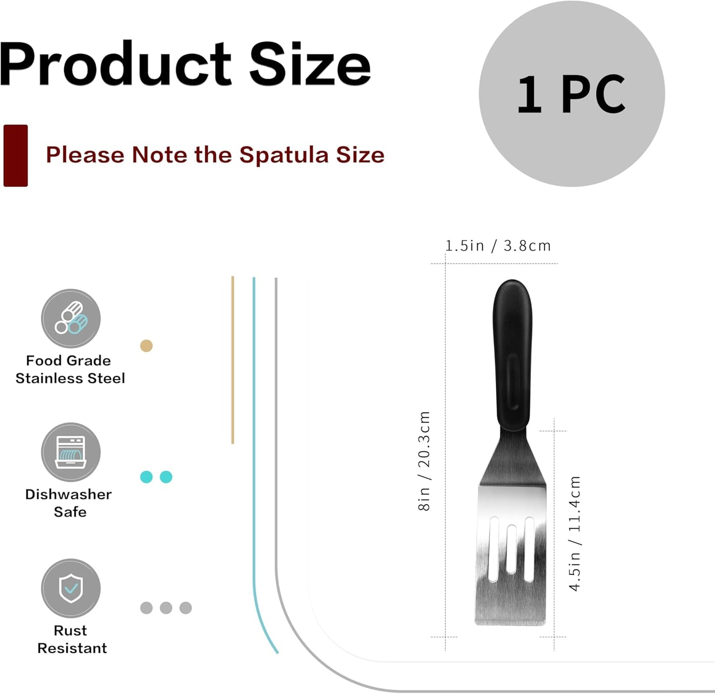 Small Spatula Professional Mini Serving Spatula, Stainless Steel Metal Spatula Set, Cutter and Serve Turner for Kitchen, Flipping or Cooking for Brownie, Cookie, Lasagna, Pancakes or Cake