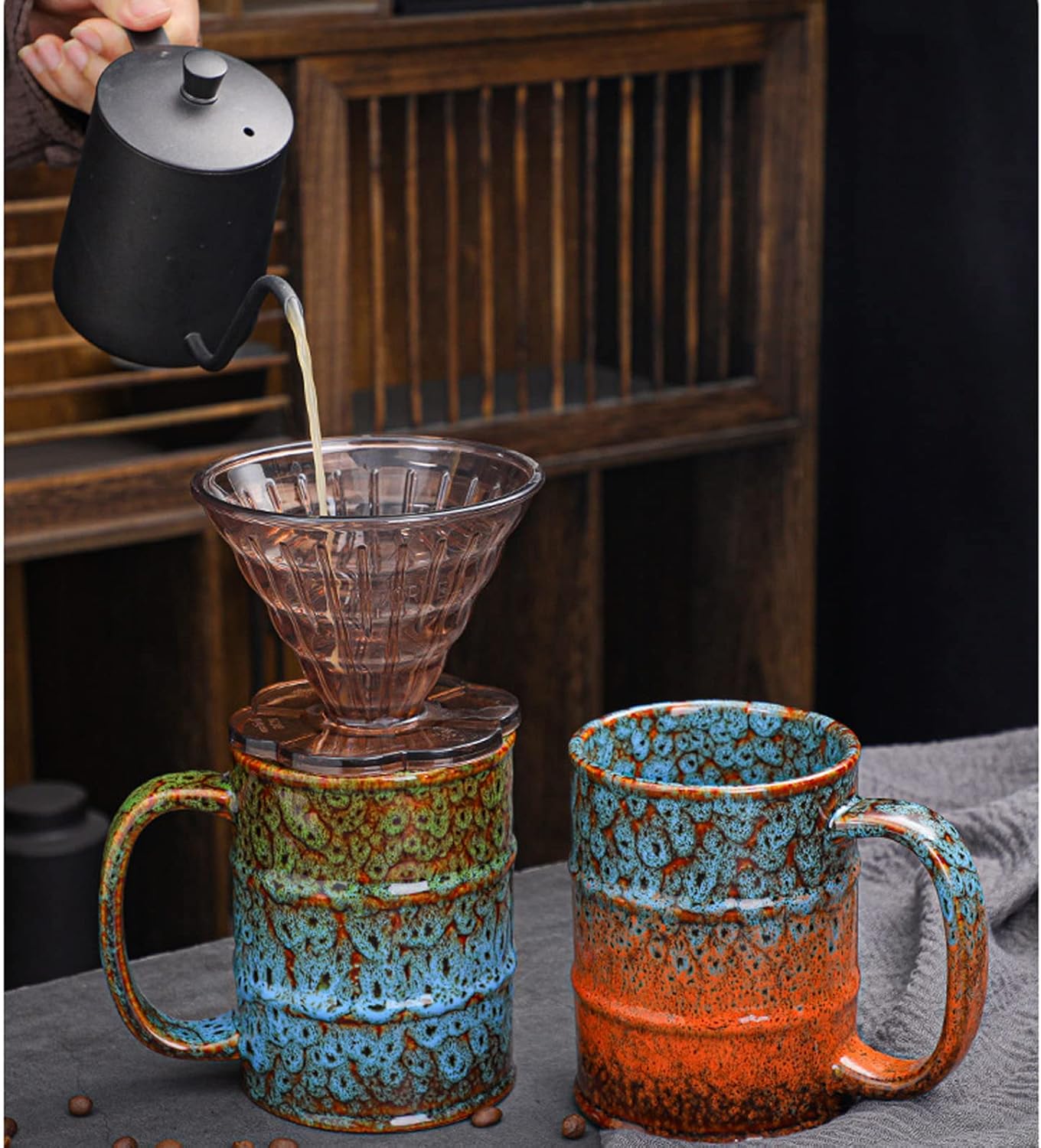 Yellow and Red 20 oz Ceramic Coffee Mugs - Large, Dishwasher and Microwave Safe for Office and Home