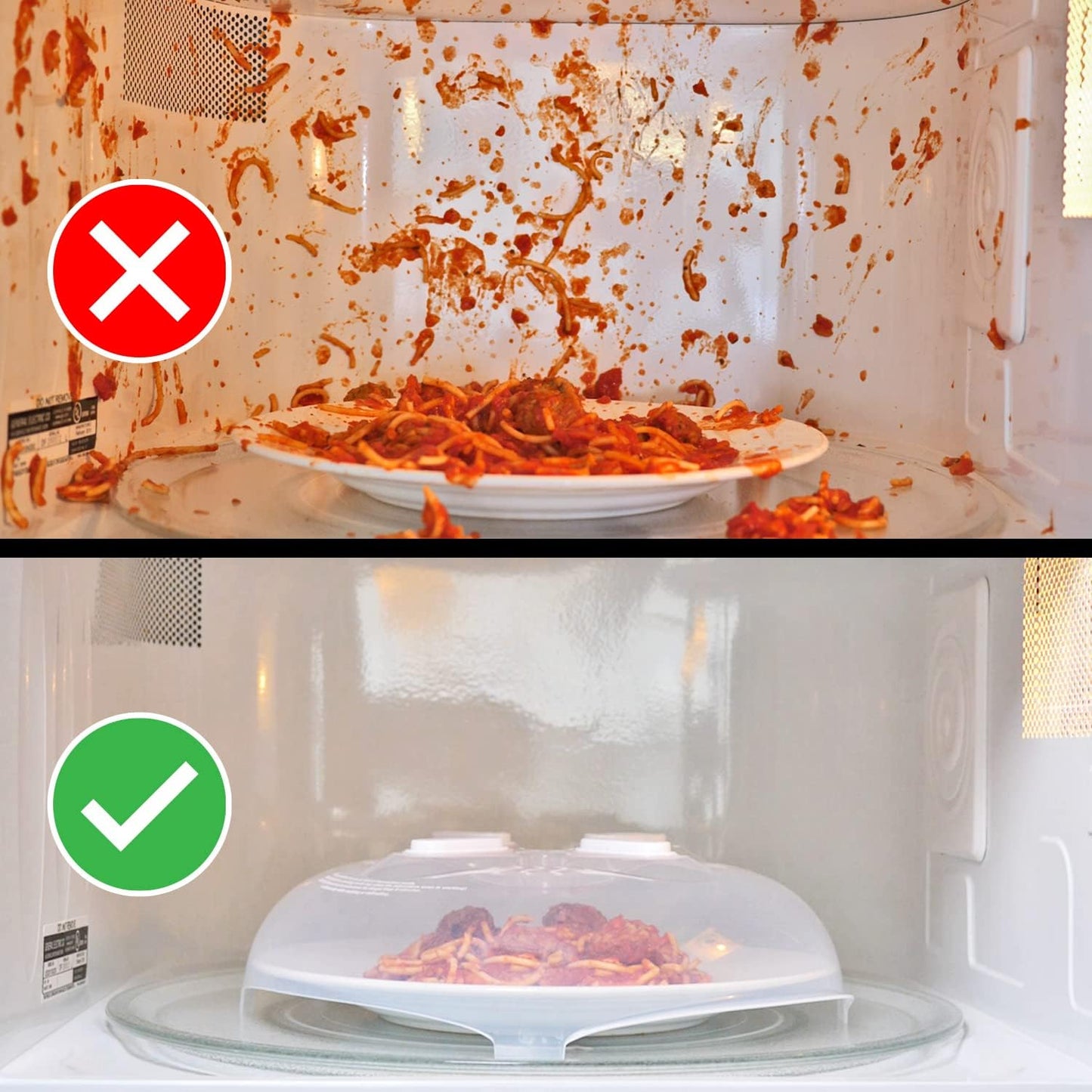 Magnetic Microwave Splatter Cover, Clear Microwave Cover for Food - Vented & Magnetic Microwave Food Cover, 12-inch, BPA-Free - White
