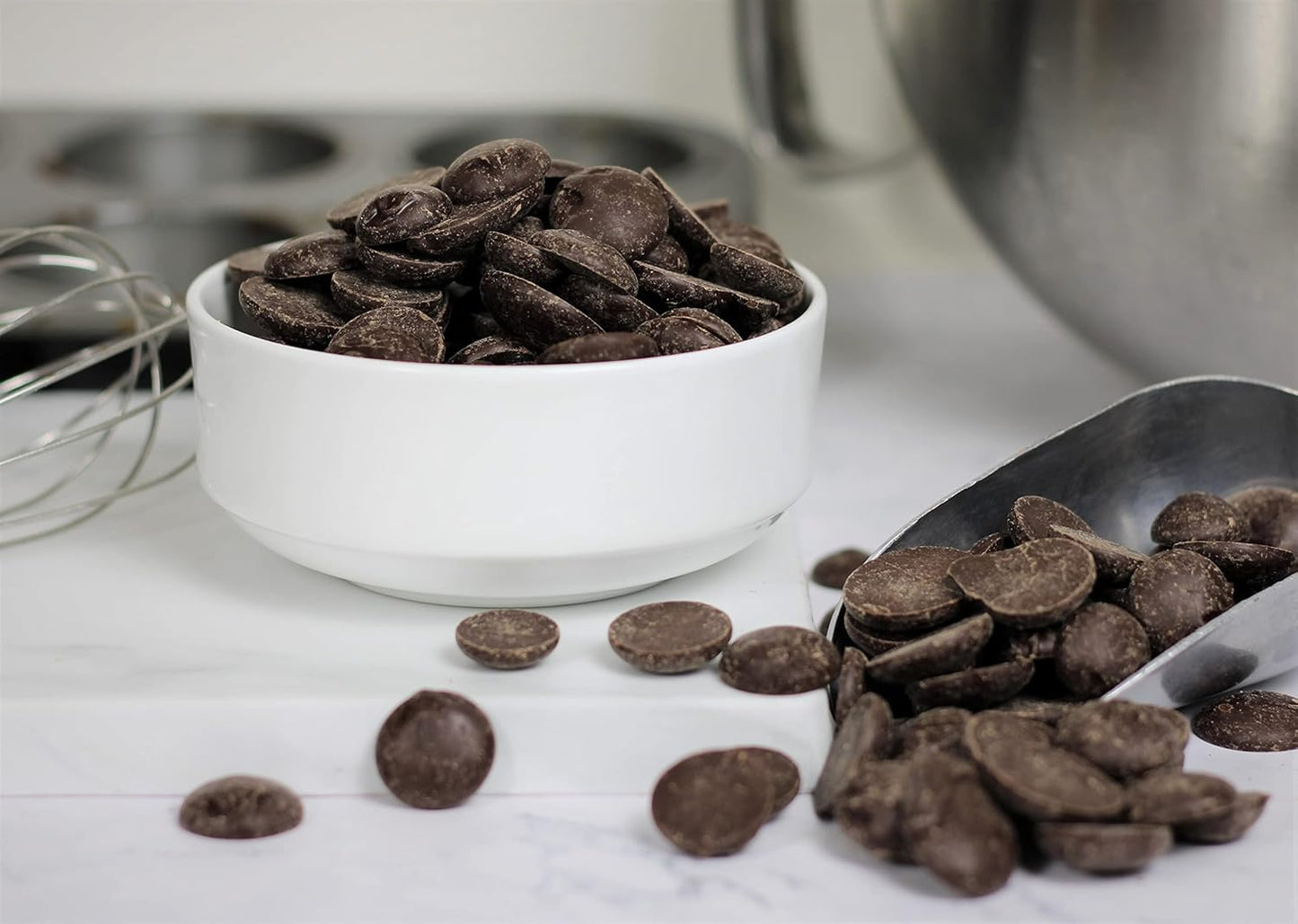 Sugar Free Chocolate Discs by Its Delish, 1 Lb Bag | Dark Chocolate Meltables For Baking & Confectionery, Pastry Chefs, Chocolatiers, Home Bakers & Sweet Snacking | Non-Dairy, Vegan, Kosher Parve