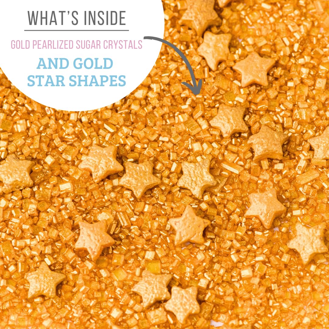 Sweets Indeed Sprinkles, Edible Sprinkle Sugar Mix, Perfect for Cake Decorations, Baking, Ice Cream, Cookies, Cupcake Topper, 5 ounces (Golden Galaxy)