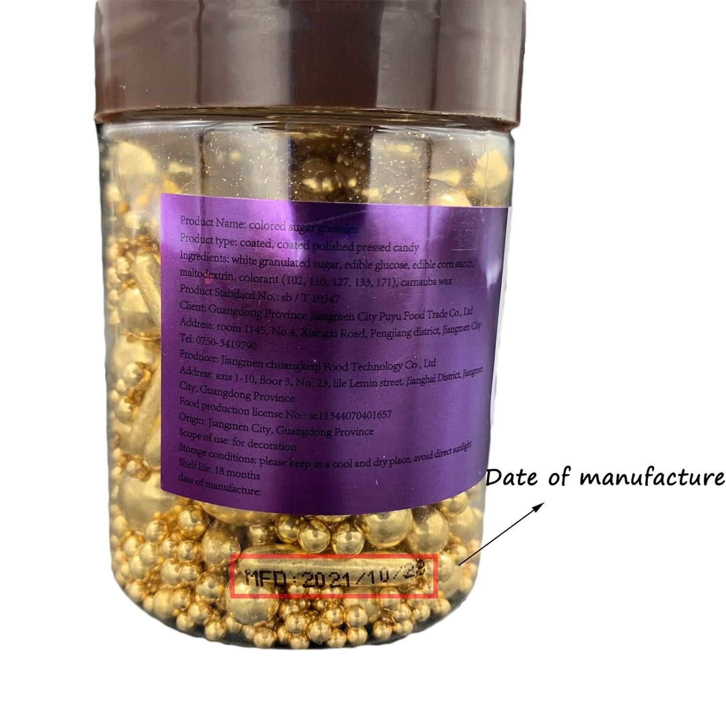 Sprinkles Gold Pearl Sugar Candy Mix Size, Nut Free, Baking Cake Decorations Cupcake Toppers Cookie Decorating Ice Cream Celebrations Shaker Jar Wedding Shower Party (120g/4.2oz）