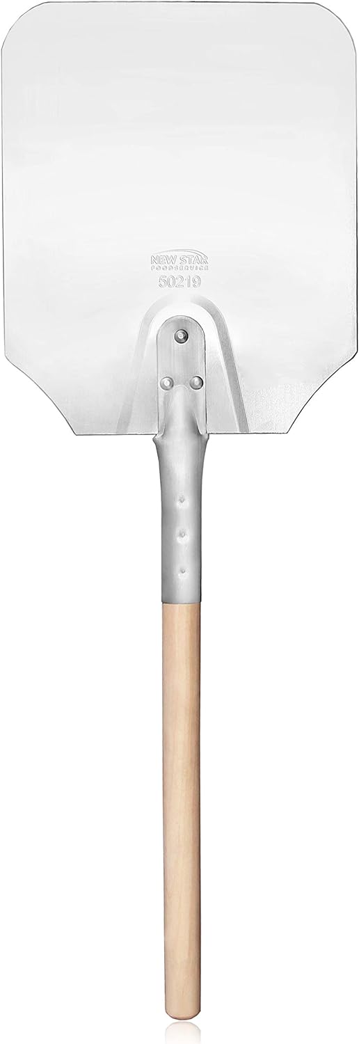 New Star Foodservice 50219 Aluminum Pizza Peel, Wooden Handle, 9 x 11 inch Blade, 26 inch overall