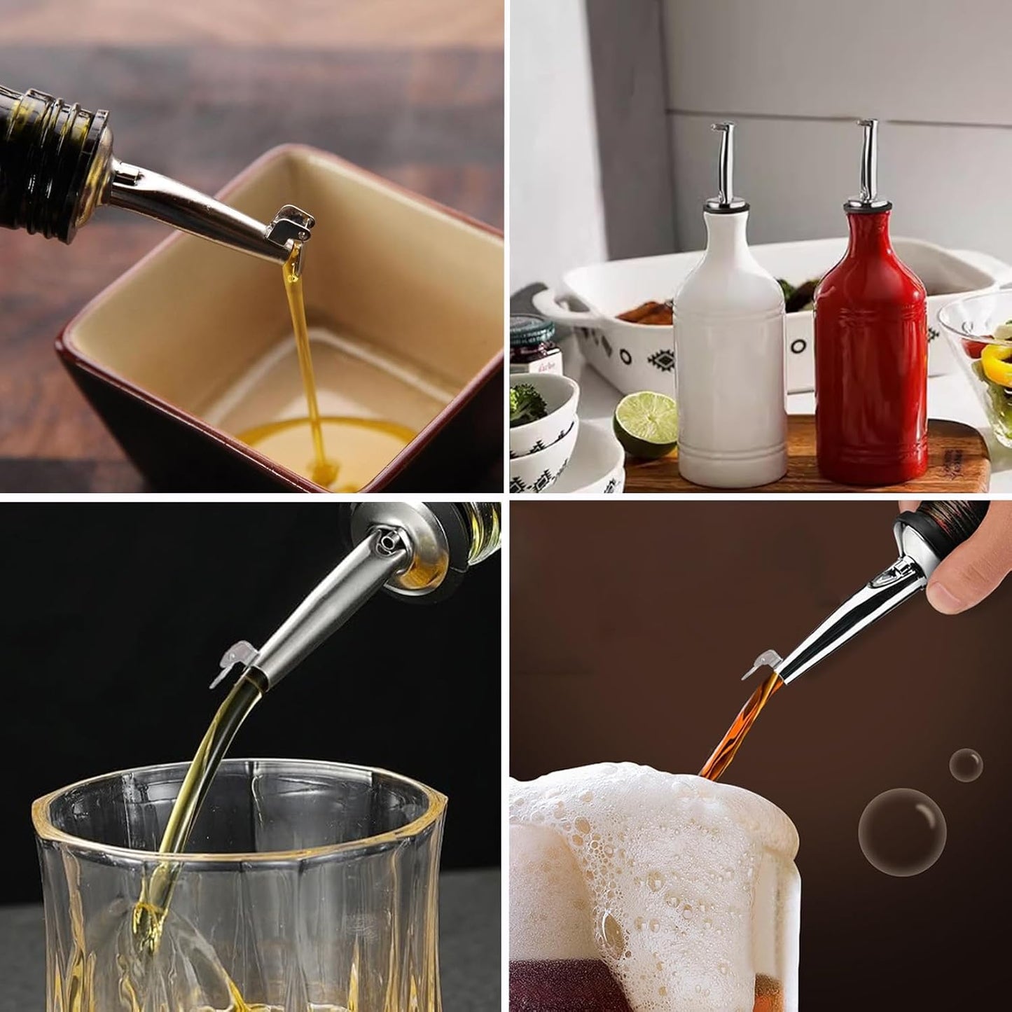 6 Pack Oil Pourers With Flip Top, Olive Oil Dispenser, Liquor Bottle Pourer Spouts, Speed Pour for 3/4" Bottle Mouth