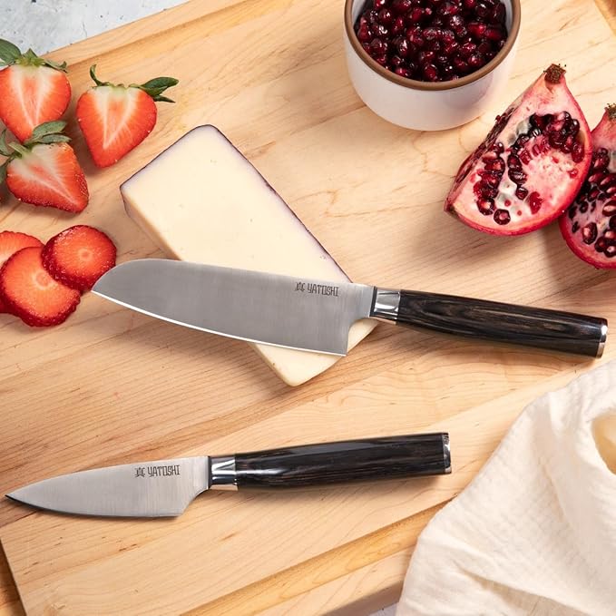 Yatoshi 9 Piece Block Set - Pro Kitchen Knife Set Ultra Sharp High Carbon Steel with Ergonomic Handle