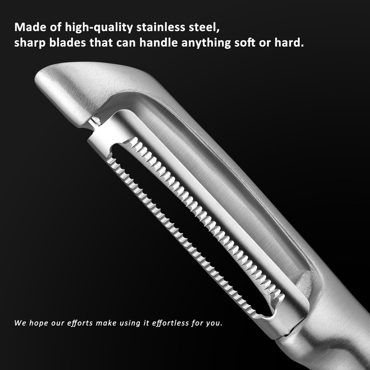 Serrated Blade Premium I Type 304 Stainless Steel Multifunctional Kitchen Peeler Real Wood Handle Ultra Sharp Blade Vegetable Potato Apple（Agarwood）