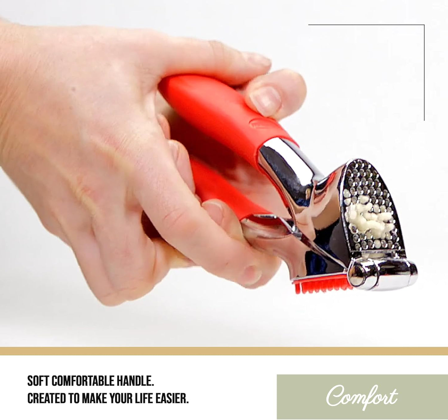 Trudeau Garlic Press - Effortless Garlic Crusher with Built-In Cleaning Aid, Large Garlic Chamber, Comfortable Ergonomic Handle, BPA-Free & Dishwasher-Safe - Quick and Easy Meal Preparation