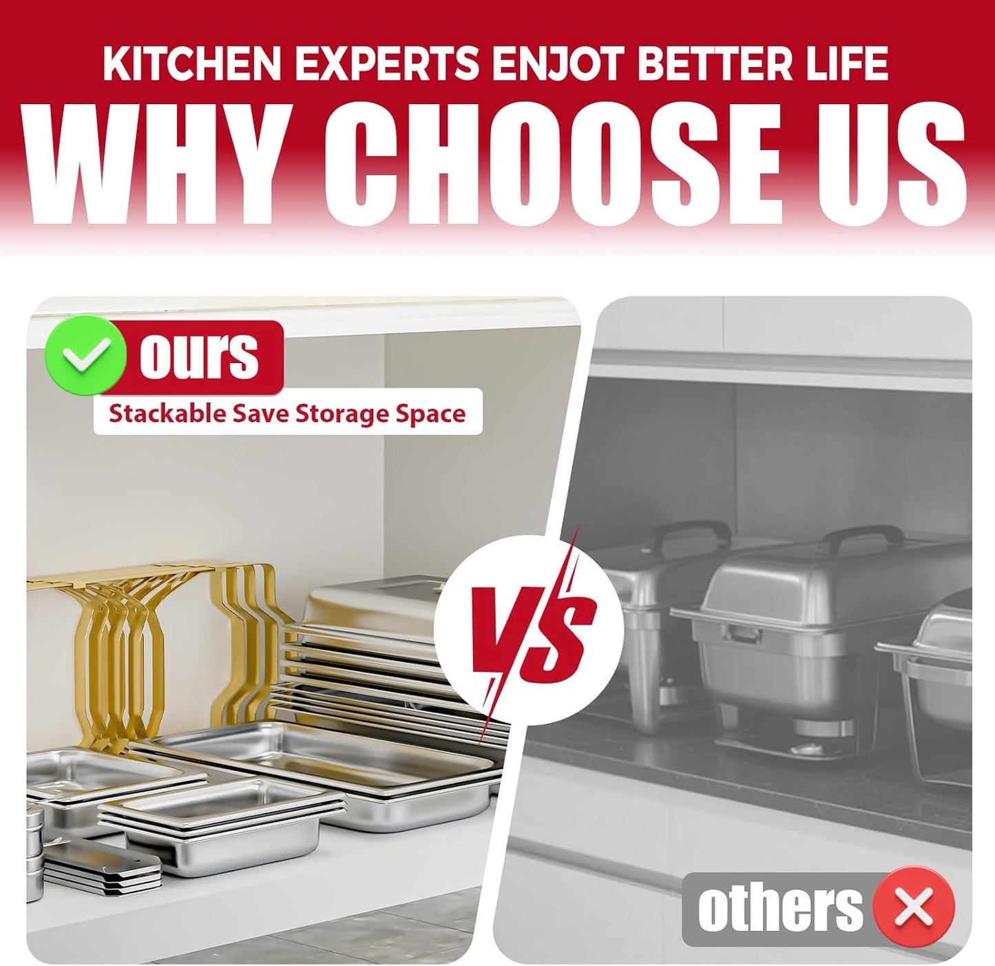 4 Pack Chafing Dish Buffet Set, 8QT Stainless Steel Rectangular Gold Frame Chafers and Buffet Warmer Sets 7 Pans Rolled-Edge Design for Catering Event Party Holiday