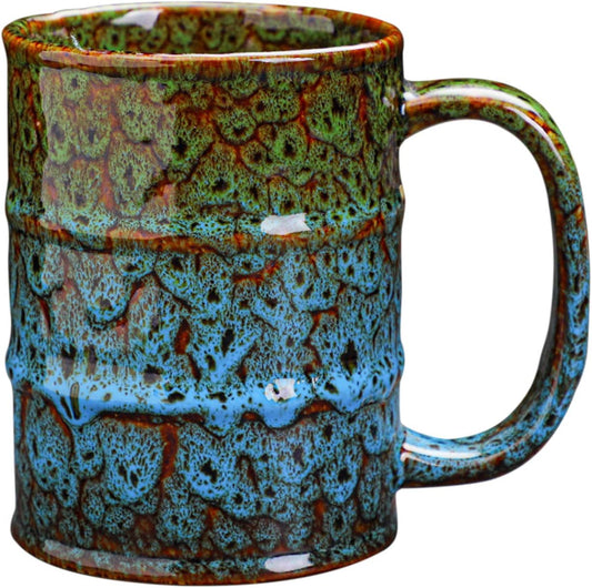 Ceramic 20 oz Coffee Mugs - Large Tea Cup for Office and Home - Dishwasher and Microwave Safe (1, Green and Blue)