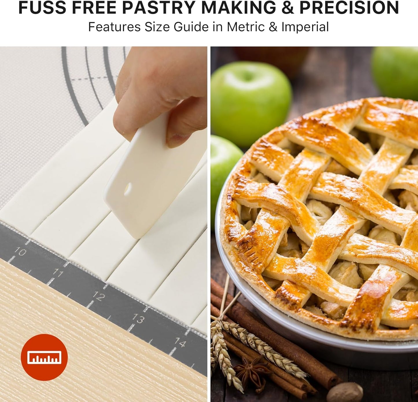 Silicone Mat, 24 x 36inch Extra Large Non-stick Pastry Baking Mat with Measurement, Resuable Thick Cookie Sheet Counter Mat, Dough Rolling Mat, Oven Liner, Fondant/Pie Crust Mat