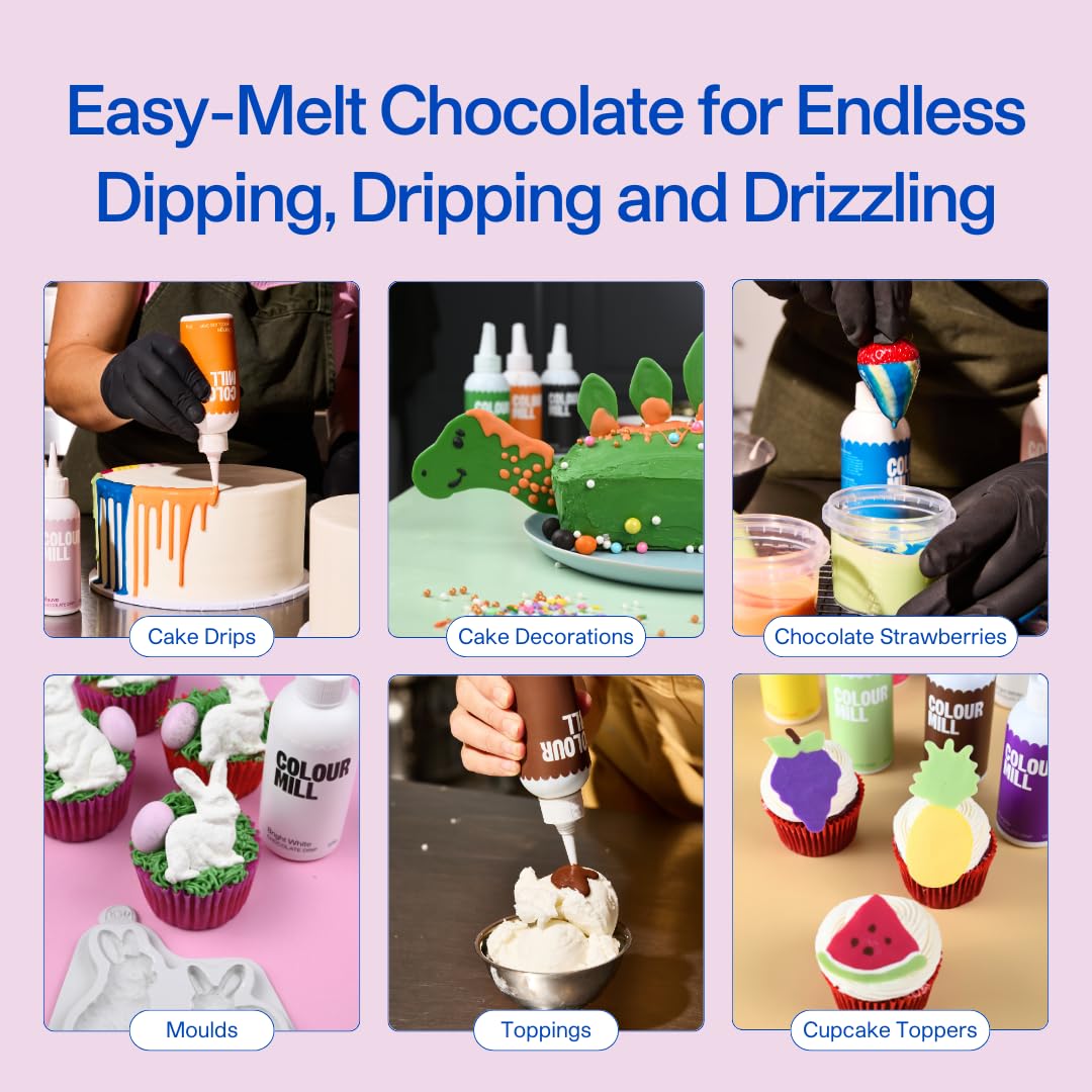 Colour Mill Chocolate Drip Easy-Melt Drizzle for Desserts, 125 Grams Lavender