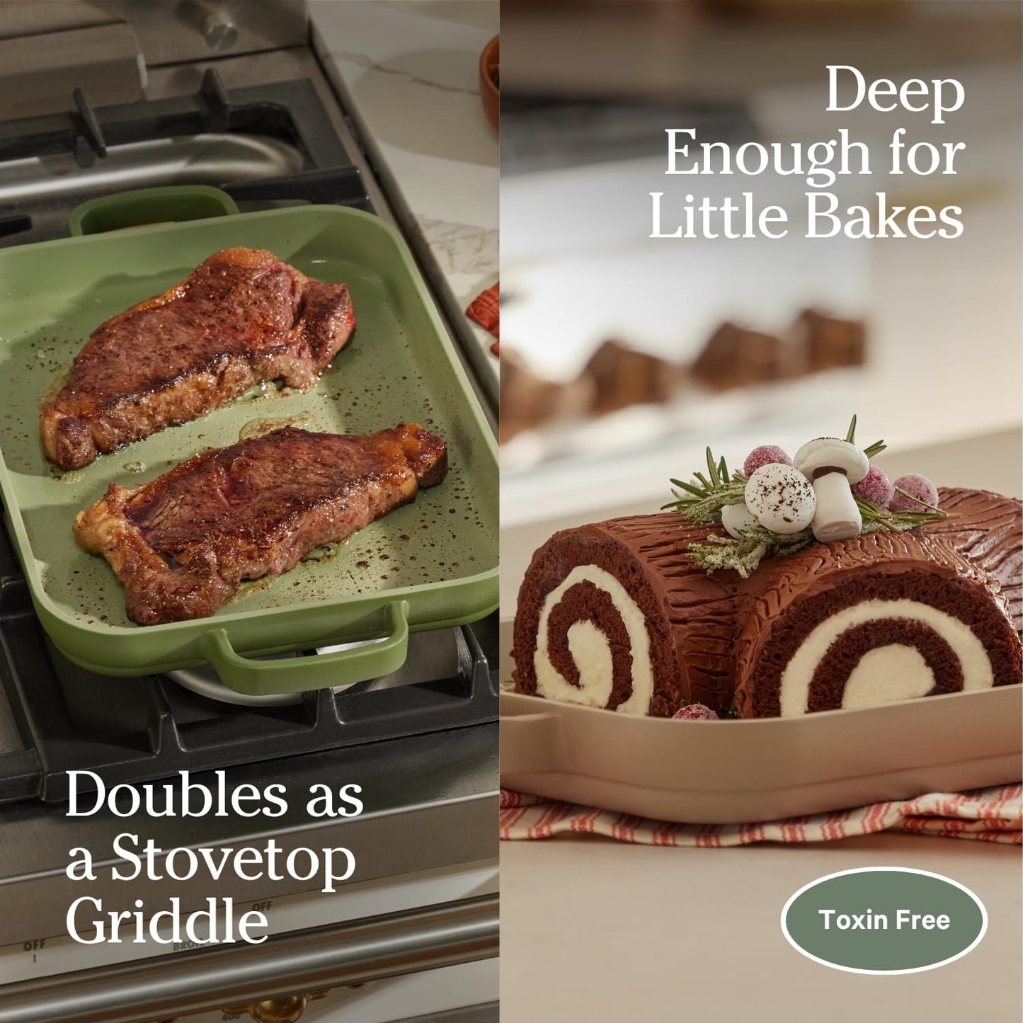 Our Place Mini Griddle Pan - 2 Quart Nonstick Ceramic Sheet Pan & Stovetop Griddle with Handles | Toxin-Free Cast Aluminum | Oven Safe up to 450°F | Spice