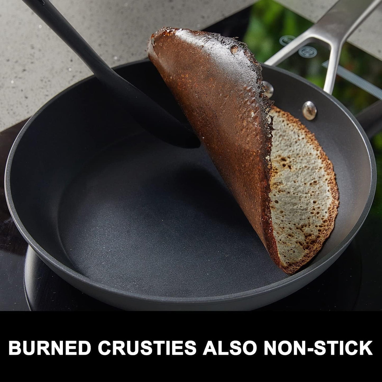 MsMk 8 inch Small Frying Pan with Lid, Burnt also Non stick Omelette pan, PFOA Free Non-Toxic, Scratch-resistant, for gas, electric and induction