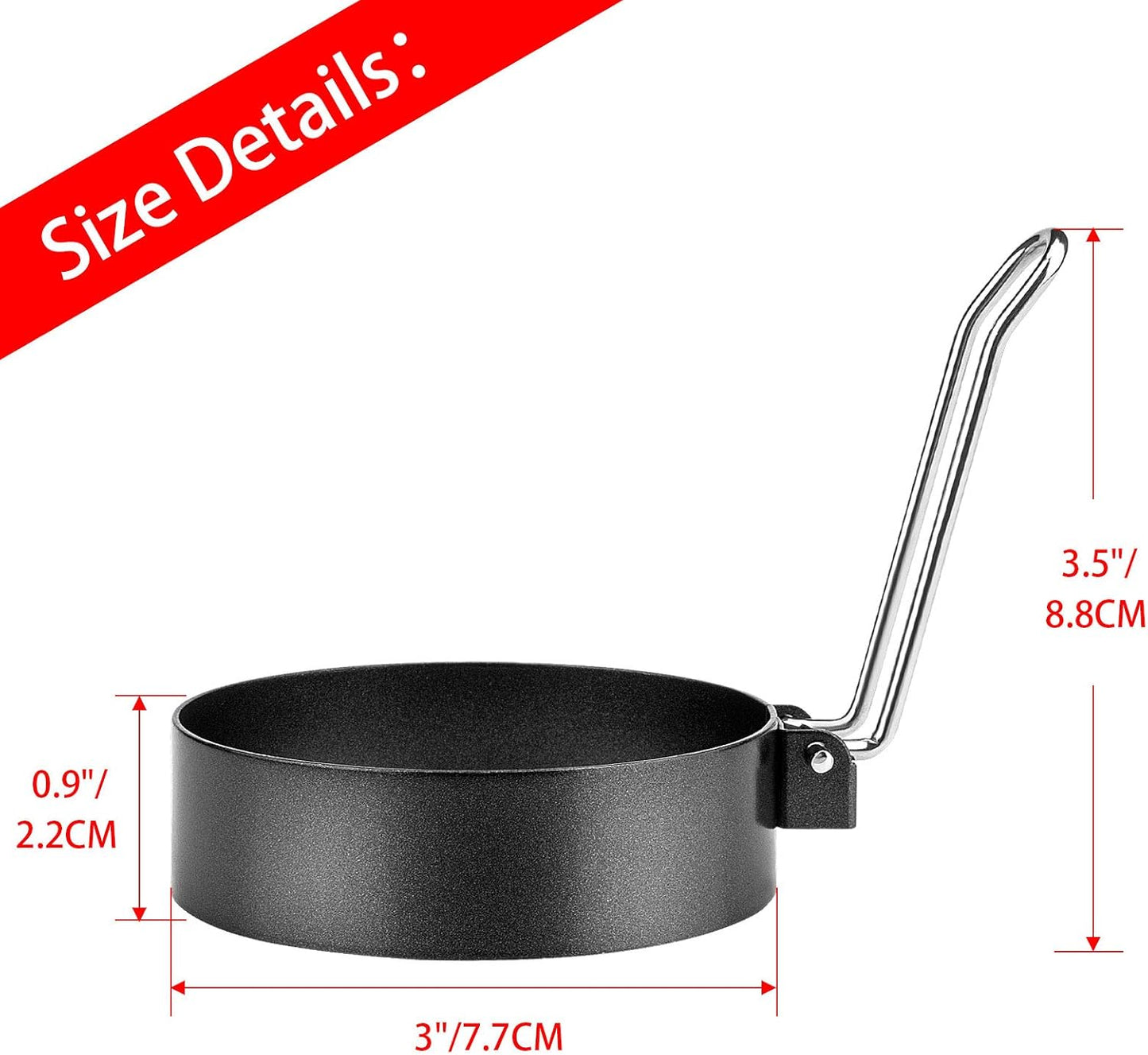 6 Pack Egg Ring, Stainless Steel Round Egg Cooking Rings Non-Stick Frying Egg Maker Molds