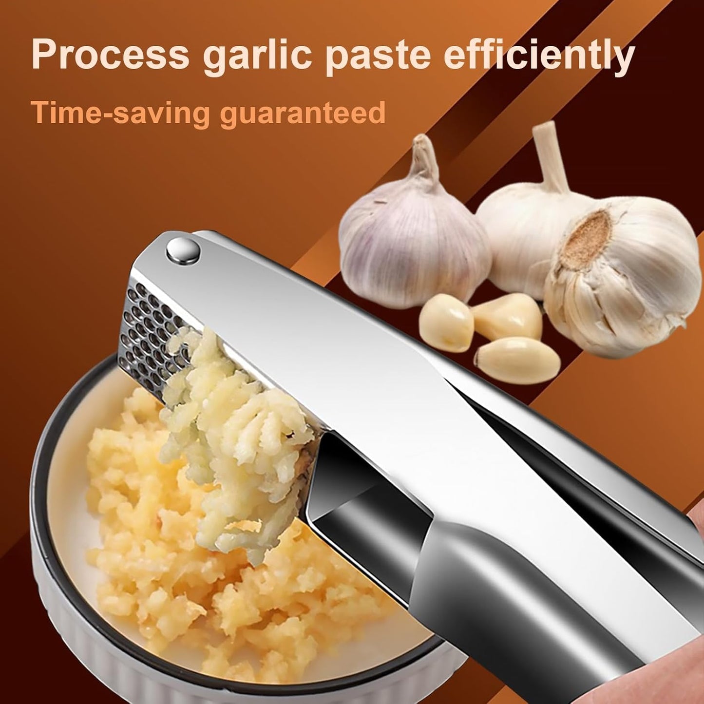 Stainless Steel Garlic Press,Premium Garlic Crusher & Mincer - Leak-Proof, Easy to Clean, Rust-resistant, Dishwasher Safe!