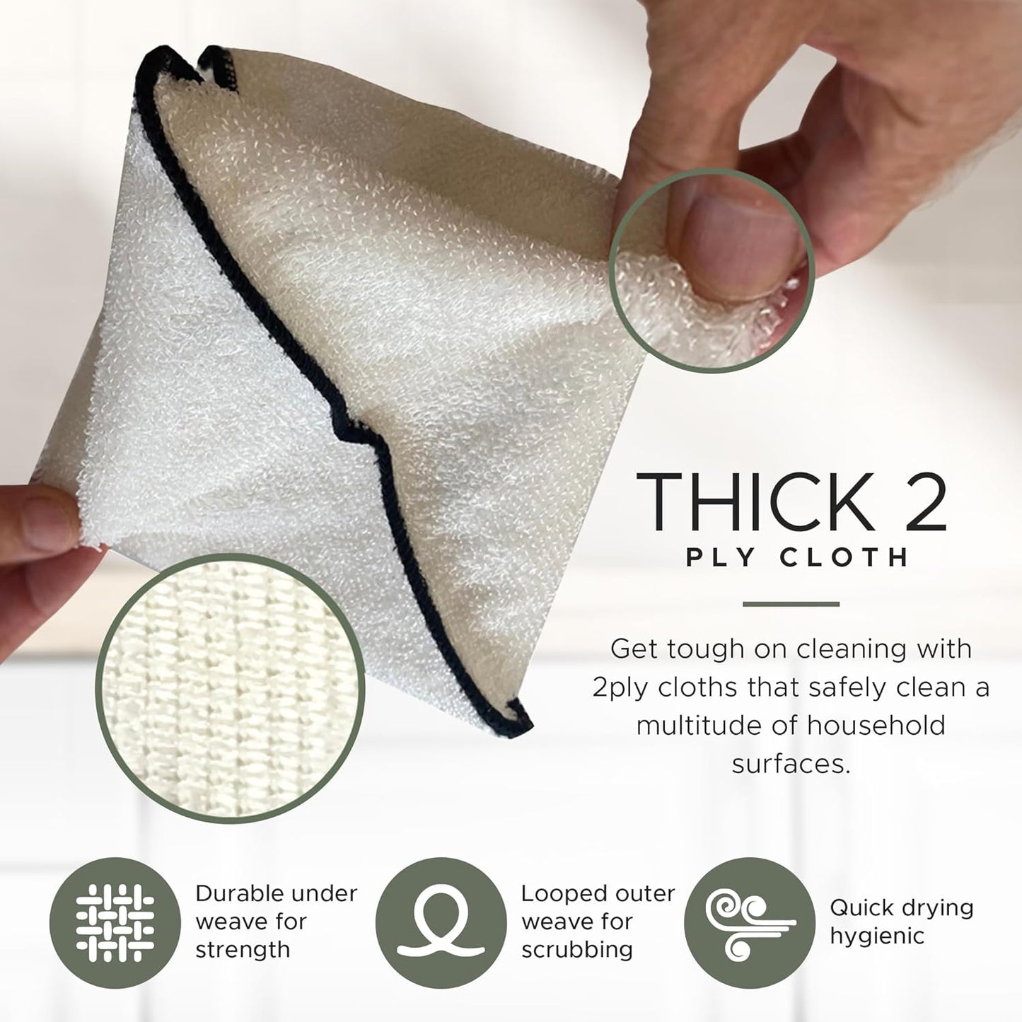 Whiffkitch Dishcloths & Dish Towels for Kitchen - Reusable, Hygienic, Quick Drying, Durable Kitchen Washcloth, Absorbent, Scrub-Non-Scratch, 6x7 Inches Neutral Color, 6 Pack