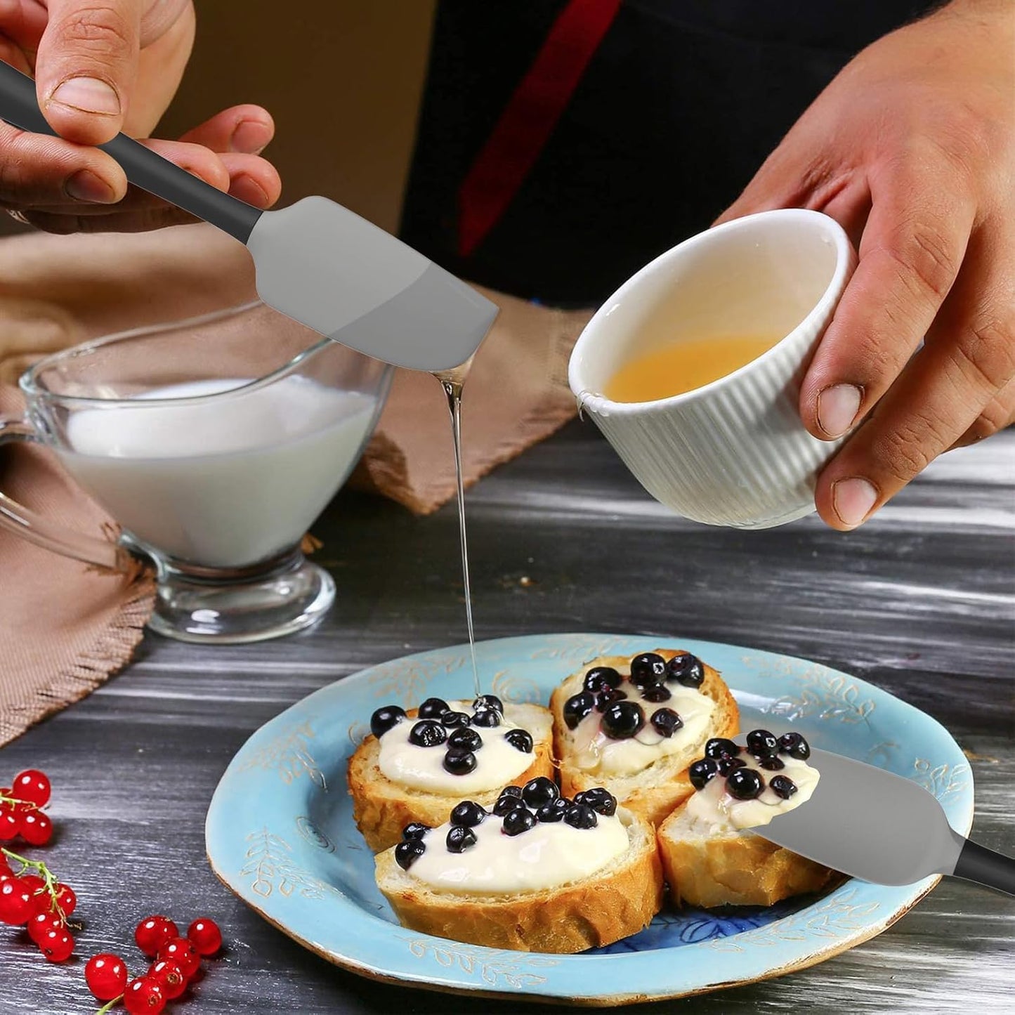 Coukre Silicone Spatula Set of 5,High Temperature Resistant, Food Grade Silicone, Dishwasher Safe, for Baking, Cooking (Gray)