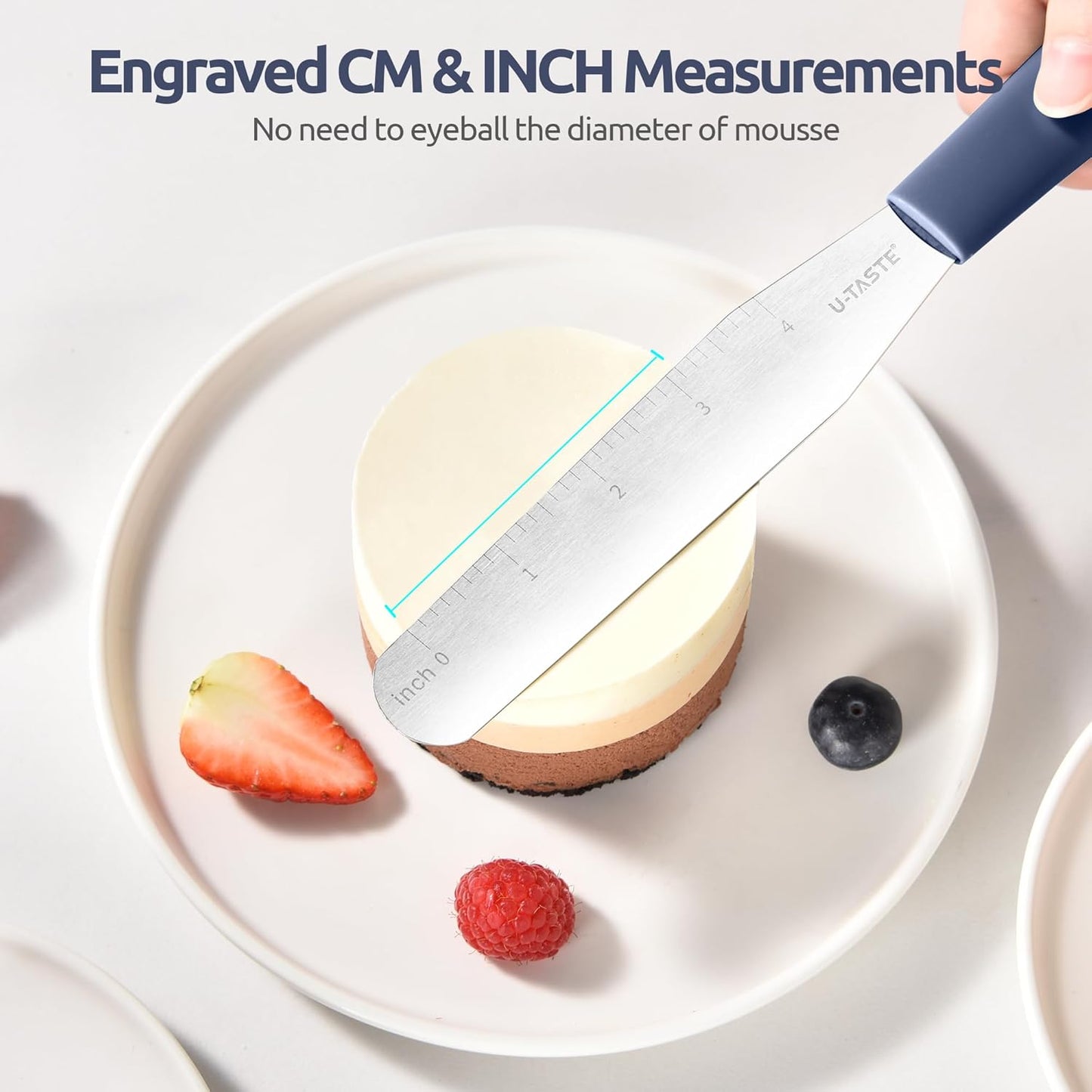 U-Taste 6in Cake Icing Spatula: Flexible Decorating Frosting Knife with Straight Thinner Stainless Steel Blade, Smooth Spreading Tools with Comfortable PP Handle for Cream, Cupcake (Midnight Blue)