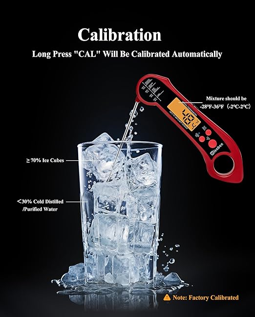 Wisebee 2-in-1 Meat Thermometer, Digital Instant Read Food Kitchen Thermometer with Dual Probes | Waterproof | Alarm Set | Calibration | Backlit | Hold Function for Cooking (Red)