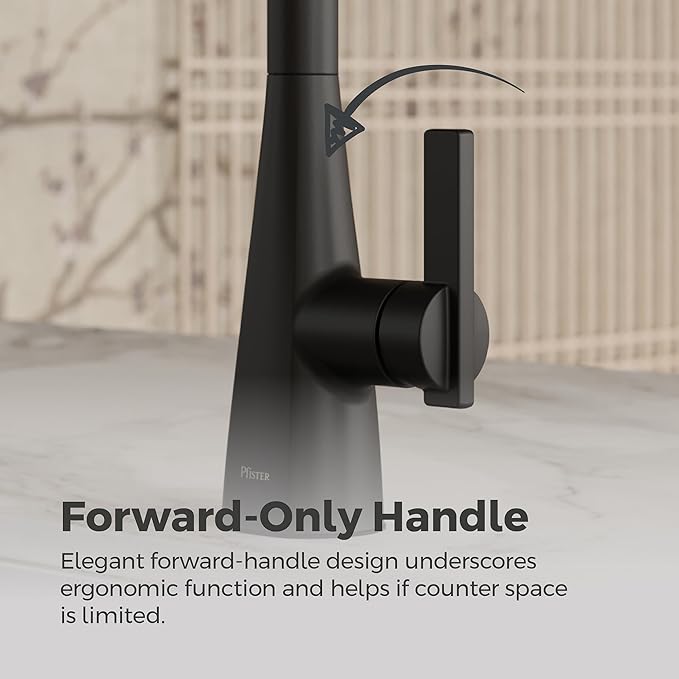 Pfister Exemplar Kitchen Faucet with Pull Down Sprayer, Single Handle, High Arc, NSF Certified, Spot Defense Matte Black Finish, F5297EPSDB