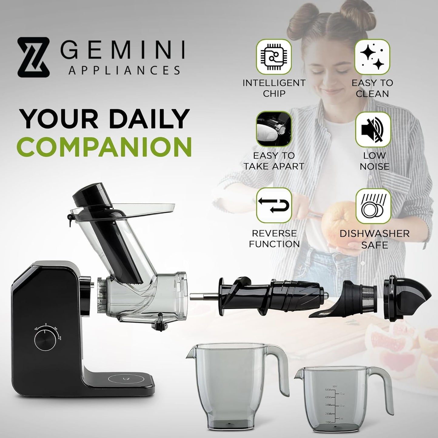 Cold Press Juicer Machine | 3 Inch Wide Chute | High Nutrition & Juice Yield | 3 Juicer Modes | Easy to Clean | Slow Masticating Juicer for Vegetables and Fruits [Black]