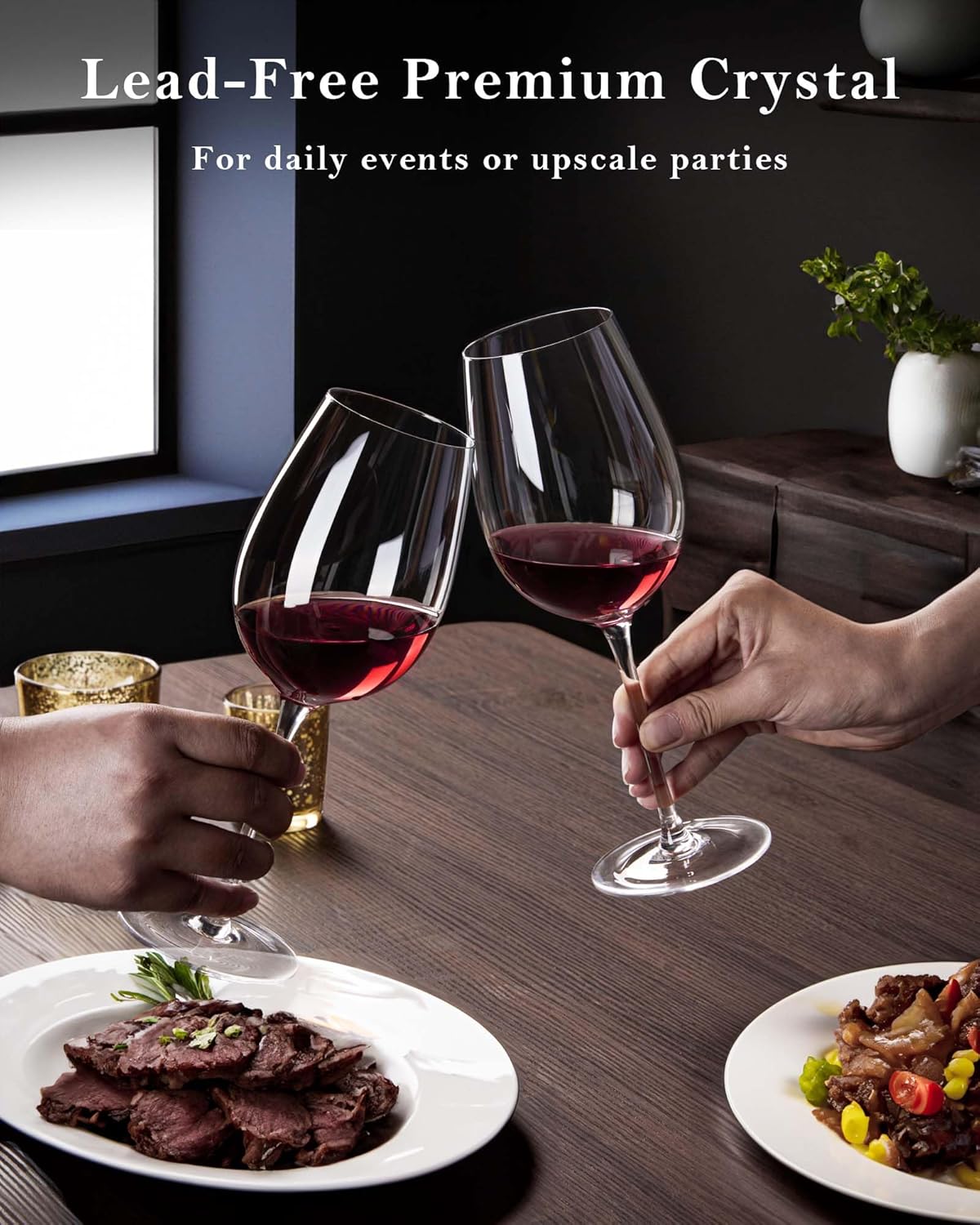 JBHO Hand Blown Italian Style Crystal White or Red Wine Glasses - Gift Packaging for Any Occasion - Lead-Free Premium Crystal Clear Glass - Set of 4-18 Ounce