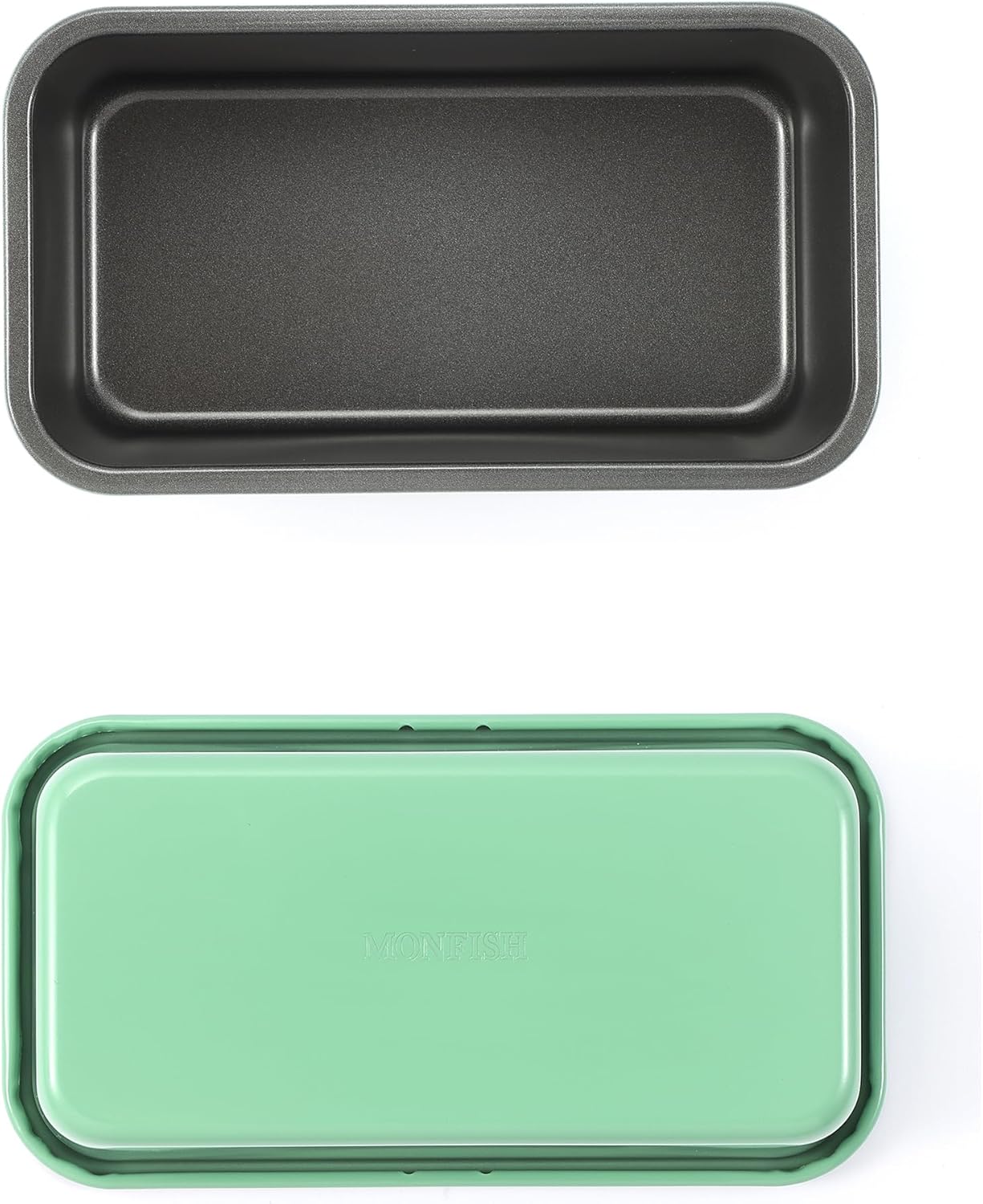Monfish Bread Loaf Pans for Home Baking, 2pcs Carbon Steel 1lb loaf Tin, Rosemary Green 9x5 inch Non-Stick bread Pan Mold